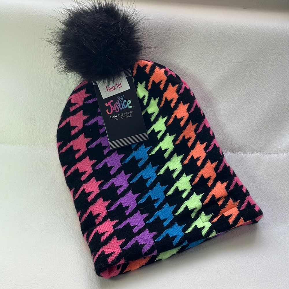 Justice Multicolor Pom-Pom Beanie for Kids